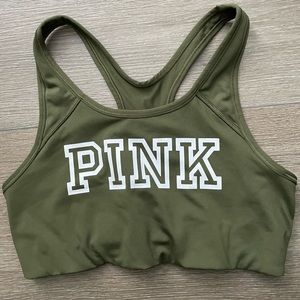 PINK sport bra. Color: green. Size: large